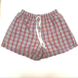 Cute Blue, Red & Cream Plaid Sleep  Shorts